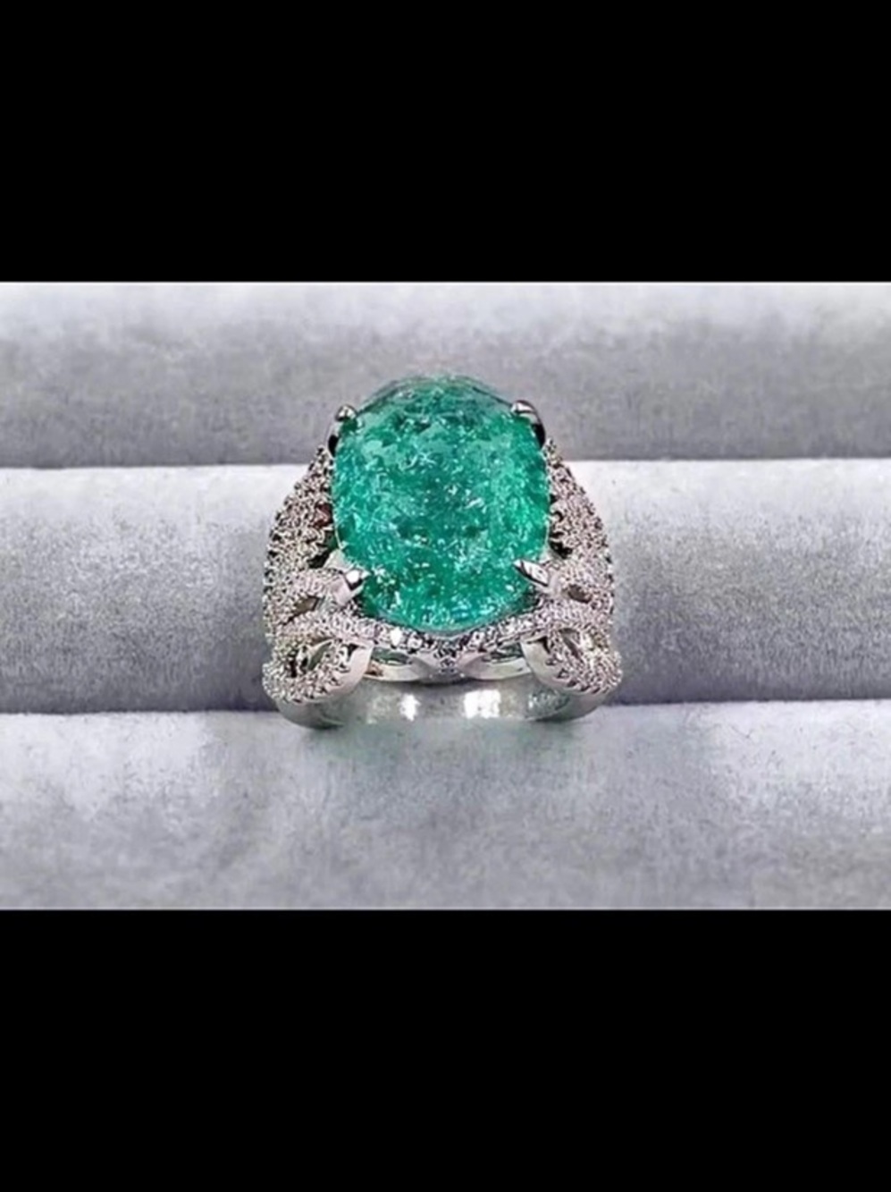 925 silver high definition Pariaba tourmaline oval 8.2CT silver size 8 ring #548